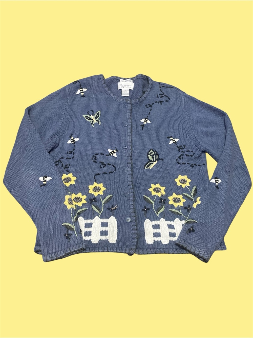 Christopher and Banks vintage hand embroidered cardigan sweater